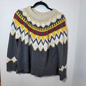 Aerie Women's Fair Isle Crewneck Sweater Oversized Nordic Cabin Size S